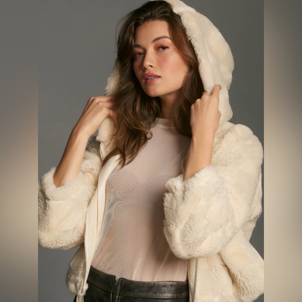Faux Fur Hoodie Jacket - Picture 2 of 4